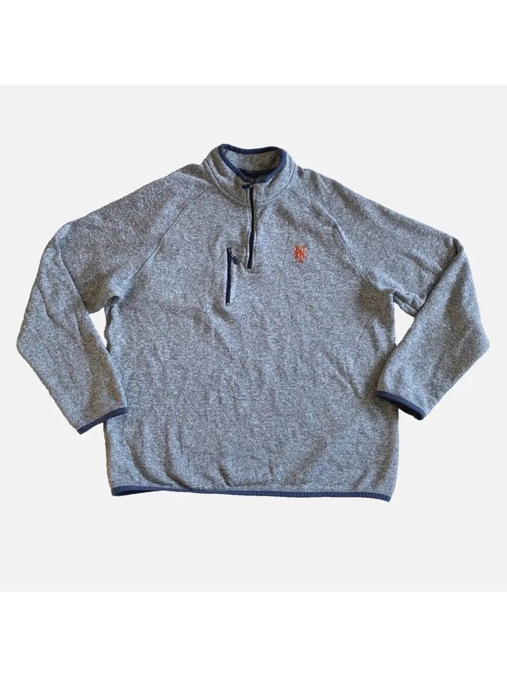 Johnnie O 1/4 Zip Pullover Sweater NY Logo Mens L Gray Raglan Golf